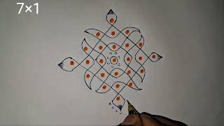 71 dots Easy Tuesday Rangoli Special Kolam Design Daily Rangoli Muggulu [upl. by Haram138]