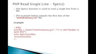 cs310 PHP Read Single Line fgets in hindiurdu part 68 [upl. by Paynter]