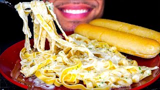 ASMR Olive Garden Creamy Alfredo Shrimp Pasta Mukbang  Sticky Eating Sounds BIG BITES No Talking [upl. by Bowie752]