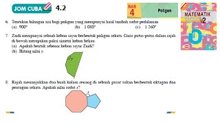 KSSM Matematik Tingkatan 2 Bab 4 poligon jom cuba 42 no6 no8 buku teks form2 [upl. by Onivag]