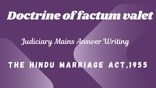 Doctrine of factum valet  Hindu Marriage act  Mains Answer writing [upl. by Salangia968]