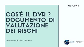 2 dvr documento di valutazione dei rischi  contenuti minimi del DVR [upl. by Una]