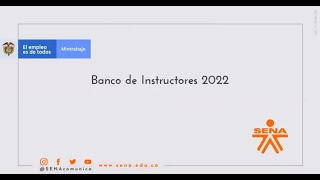 Banco de instructores contratistas SENA 2022 Explicación de perfiles [upl. by Hsekar882]