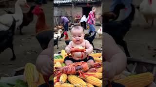 Un bébé vient de manger crabe viralvideo funny views comedy sorts humor memes duet dance [upl. by Jaimie]