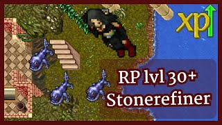 Tibia hunt RP lvl 30 Stonerefiner 400450kh XP 30k Profit [upl. by Nolyarg]