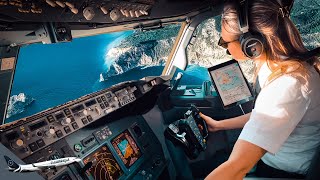 BOEING 737 Stunning LANDING into LESBOS Airport GREECE RWY14  Cockpit View  Life Of An Airline [upl. by Oilisab]