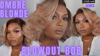 Ombre Ash Blonde Layered Bob Blowout Style Minimalist HD PreCut Lace Glueless Short Wig [upl. by Lawtun]