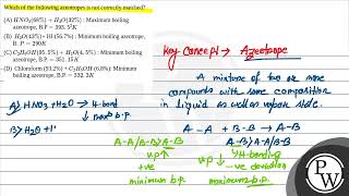 Which of the following azeotropes is not correctly matched [upl. by Relyks]