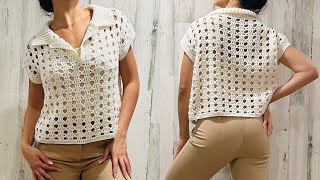 CAMISA A CROCHET  CROCHET POLO SHIRT  TUTORIAL [upl. by Rachel]