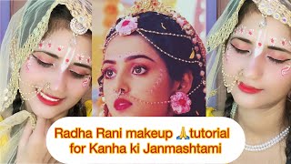 Radha Rani full makeup 💄 tutorial🙏makeup krishna [upl. by Northington]