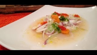 Miel sobre Hojuelas  Ceviche de vieiras con puré de boniatocebolleta y cilantro [upl. by Benson320]