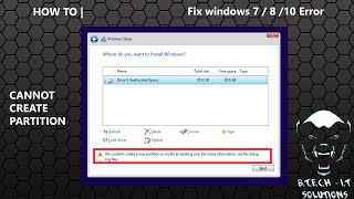 HOW TO  Fix windows 7 8 10  Setup was unable to create a new system partition [upl. by Atinahc]