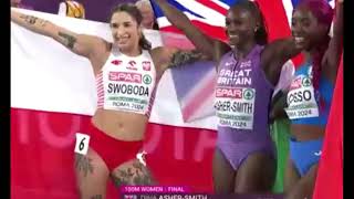 Dina AsherSmith wins 100m title at 2024 Roma European Athletics Championships [upl. by Aikrahs]