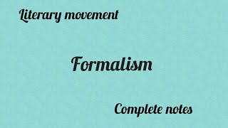 Formalism as a Literary movement [upl. by Itraa576]