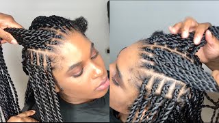 HOW TO DO MULTIPLE PARTS IN FRONT FOR TWIST OR EVEN BOX BRAIDS  GETTING THE BRAIDS TO LAY FLAT [upl. by Michele25]