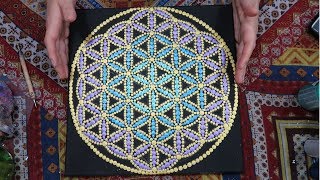 How To Paint Dot Mandalas Sacred Geometry Flower Of Life Stencil [upl. by Virginia844]