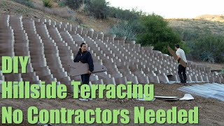 DIY Hillside Terracing No Retaining Walls Contractors or Hardscape Done With Friends amp Family [upl. by Boutis]