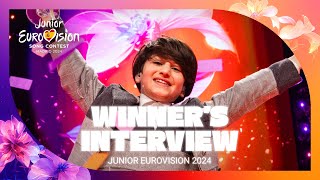 Andria Putkaradzes interview after winning Junior Eurovision 2024  JESC2024 [upl. by Aivatan]