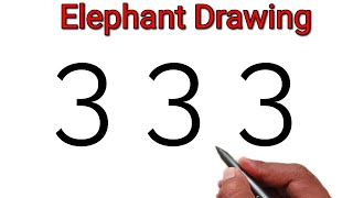 Elephant Drawing  How to Draw Elephant From Number 3  Beautiful Elephant Draw [upl. by Templia521]