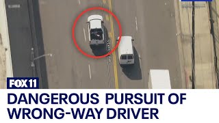 Police chase Shots fired after dangerous LA County pursuit [upl. by Ardnassac280]