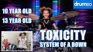 Toxicity  10 year old VS 13 year old Nandi  Drumeo  System of a Down [upl. by Donohue595]