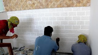 bricks wall texture design how to making  wall painting new ideas [upl. by Rachel]