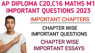 AP DIPLOMA C20C16 1ST YEAR MATHS M1 IMPORTANT QUESTIONS AP DIPLOMA MATHS M1 SUBJECT IMPORTANT TIPS [upl. by Stauder]