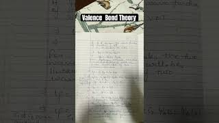 Valence Bond Theory  chemistrynotes valencebondtheory bscnotes trendingshorts [upl. by Rennold523]