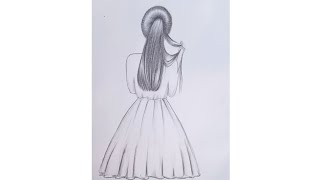 backside girl drawing step by step shading drawing easy girl backside how to draw traditional girl [upl. by Maure253]