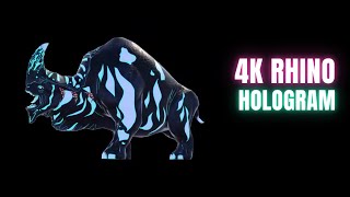 4K Rhino Hologram Video  Black Background [upl. by Eelatsyrc]