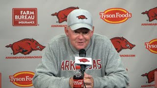 Arkansas OC Bobby Petrino speaks to media after fall camp [upl. by Chivers]