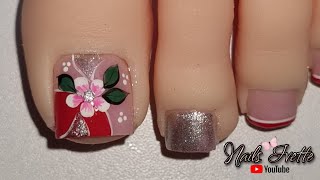 UÑAS DE LOS PIES DECORADAS  DISEÑO DE UÑAS SENCILLO Y FÁCIL DE HACER  DECORACIÓN UÑAS PASO A PAS0 [upl. by Anrapa242]