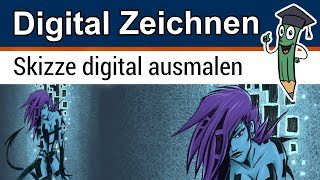 SKIZZE DIGITAL AUSMALEN Tutorial  Digital Zeichnen lernen  Bleistiftzeichnung amp Procreate [upl. by Martinic]