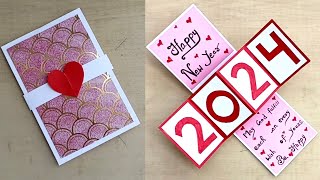 DIY  Happy New Year 2024 Card  New Year Greetings Card  Handmade Card For New Year [upl. by Dlonyer]