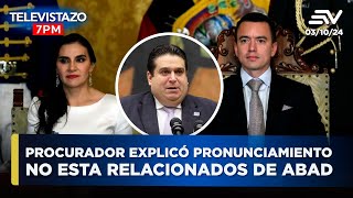 La Procuraduría General marca distancia del conflicto entre Noboa y Abad  Televistazo 7 PM ENVIVO🔴 [upl. by Stichter892]