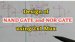 Design of NAND GATE and NOR GATE using 2x1 Mux [upl. by Kerwin]