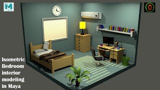 Autodesk Maya  How to Model an Isometric Bedroom [upl. by Eilloh]