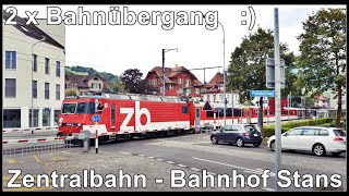 Swiss Narrow Gauge Railway Station  Bahnübergänge beim Bahnhof Stans Kantons Nidwalden Schweiz [upl. by Latisha]