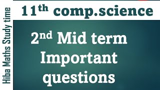 11th computer science 2nd mid term important questions tn syllabus hiba maths study time [upl. by Elsey]