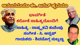 Anandamaya E Jaga Hrudaya Karaoke Bhaavageethe ಆನಂದಮಯಾ ಈ ಜಗ ಹೃದಯಾ ಕರೋಕೆ [upl. by Abroms71]