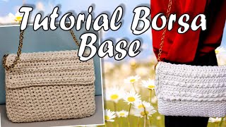 TRACOLLA BASE SEMPLICE UNCINETTO tutorial borsa tracolla semplice alluncinetto [upl. by Haelem]