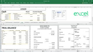 How to automate Accounting Ledger Trial Balance Income Statement Balance Sheet in Excel  English [upl. by Themis754]