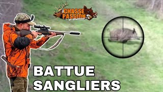 CHASSE AU SANGLIER EN BATTUE Tir de gros mâles [upl. by Sublett939]