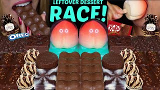 ASMR LEFTOVER DESSERT RACE MINI KITKAT ICE CREAM BUBBLY CHOCOLATE PEACH ICE CREAM FERRERO 먹방 [upl. by Niriam]