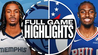 GRIZZLIES at 76ERS  FULL GAME HIGHLIGHTS  November 2 2024 [upl. by Thurmann]