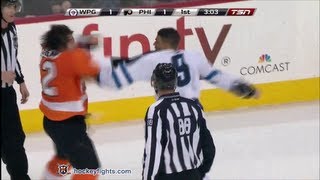 Evander Kane vs Luke Schenn Feb 23 2013 [upl. by Irihs156]