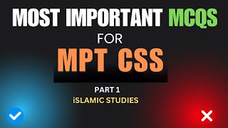 MPTPPSC Preparation  Most Important Islamic Studies Mcqs for MPT  MPT CSS FPSC GK Sanan [upl. by Coleman178]