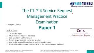 Sample Paper  ITIL®4 Service Request Management  AXELOS  PeopleCert  1WorldTrainingcom [upl. by Nawk191]