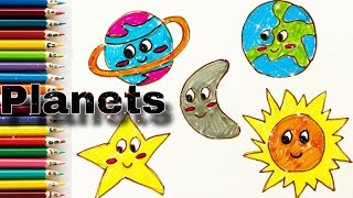 Solar Planets Drawing  How To Draw Solar Planets Solar Planets Drawing For Kids ColoringBuddies [upl. by Trebron]