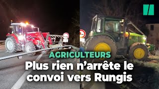 Le convoi d’agriculteurs Agen  Rungis contourne le barrage policier et repart [upl. by Adi]